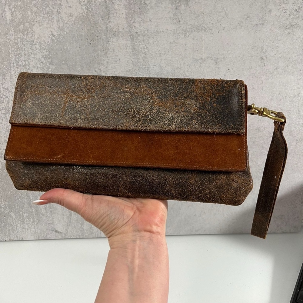 JulieBeth Distressed Suede Leather distressed Clutch